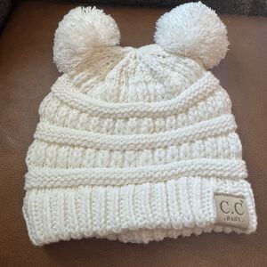 CC baby Cream Knit Pom-Pom Beanie for Kids